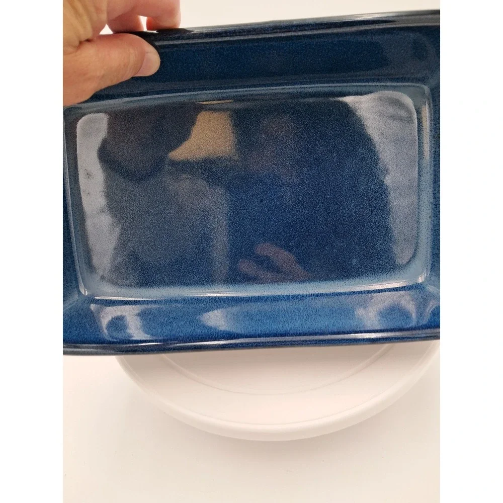 Blue Basque Ceramique Andalusian Stoneware. 13 Inch Rectangular Baker.  Needs...
